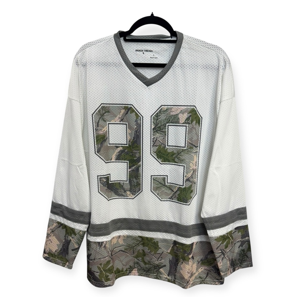 Broken Threads Men's White Camo 99 Hockey Jersey